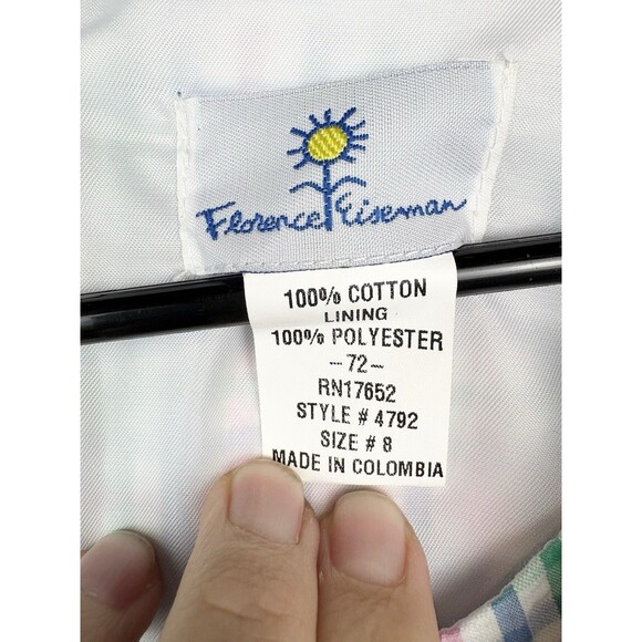 Florence Eiseman Plaid Seersucker Tiered Girls Dress, Size 8 - Picture 5 of 6